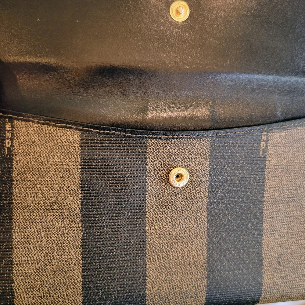 FENDI Pequin Long Wallet  Pattern Stripped Leather Vintage PRISTINE - Picture 6 of 15